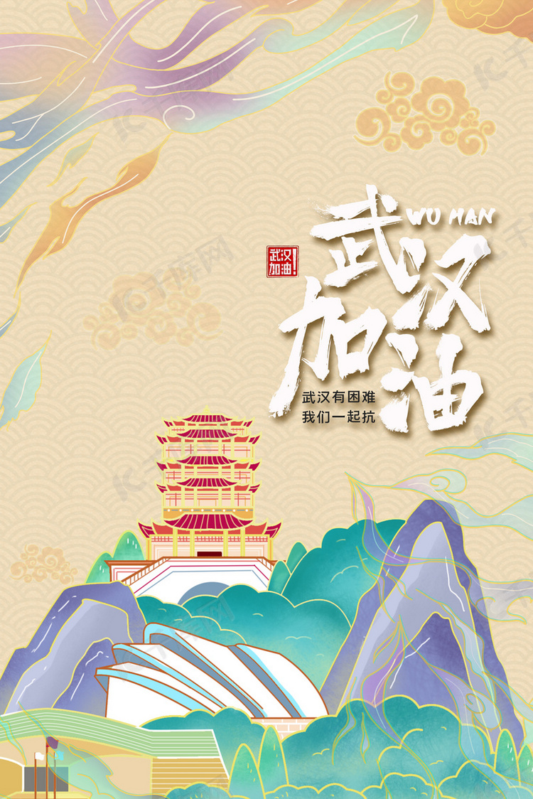 加油武汉祈福平安背景