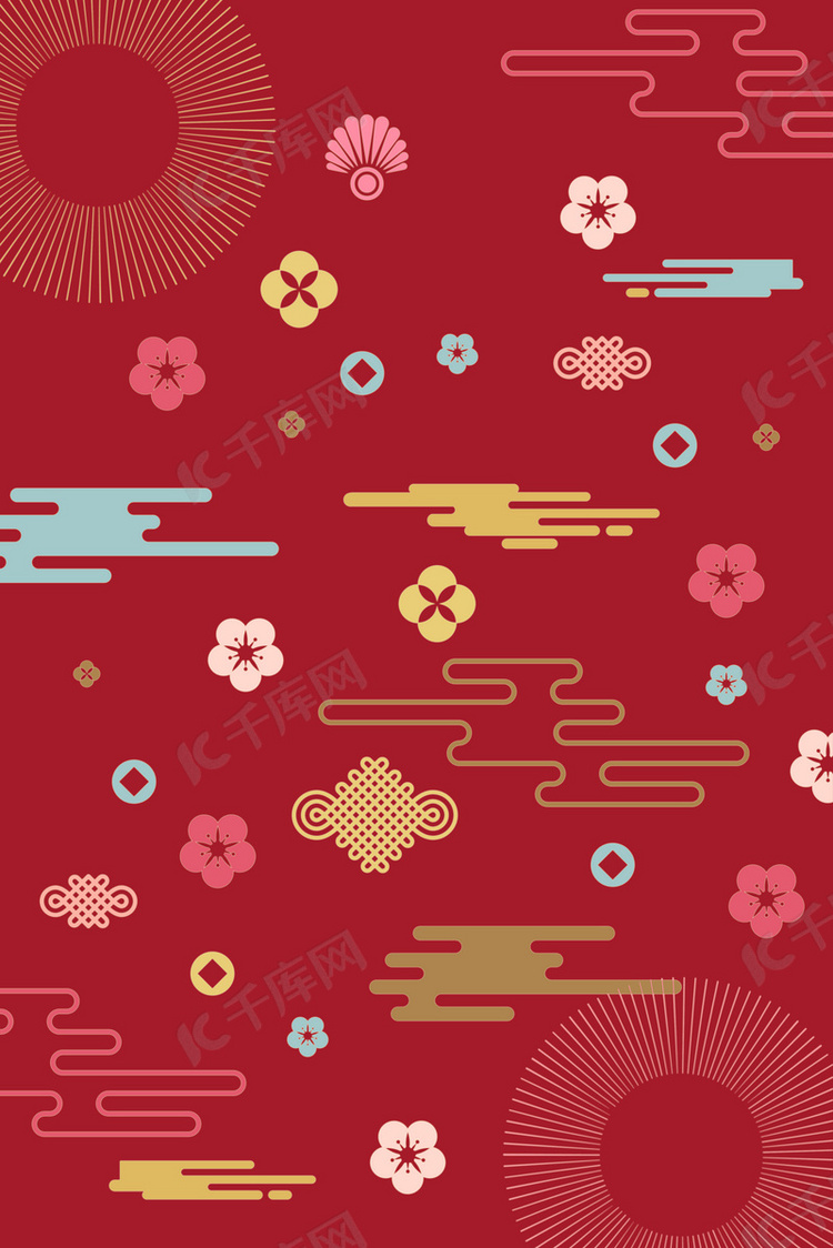 红色传统中国风底纹背景