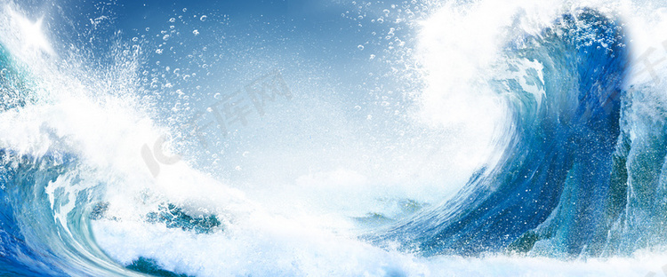 夏日海浪深蓝色小清新创意背景