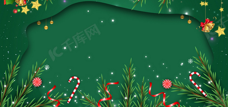 绿色剪纸圣诞节背景