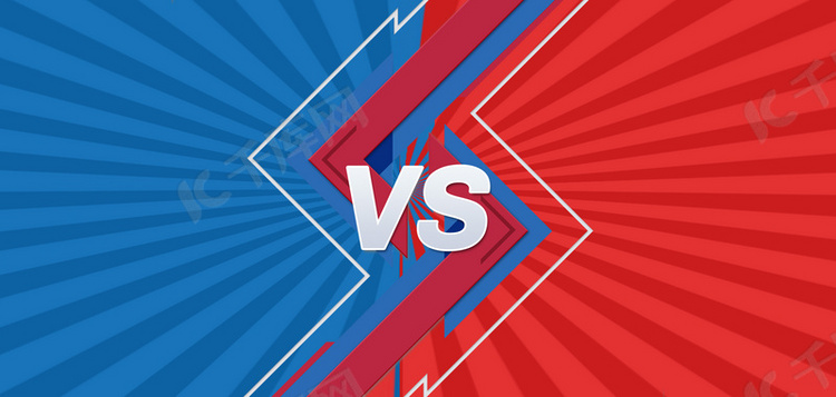 vs比赛pk对决线条蓝红简约