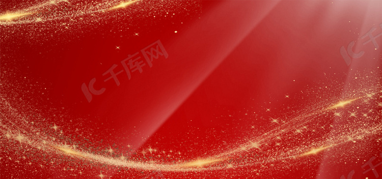 红金商务光影流星红色简约banner