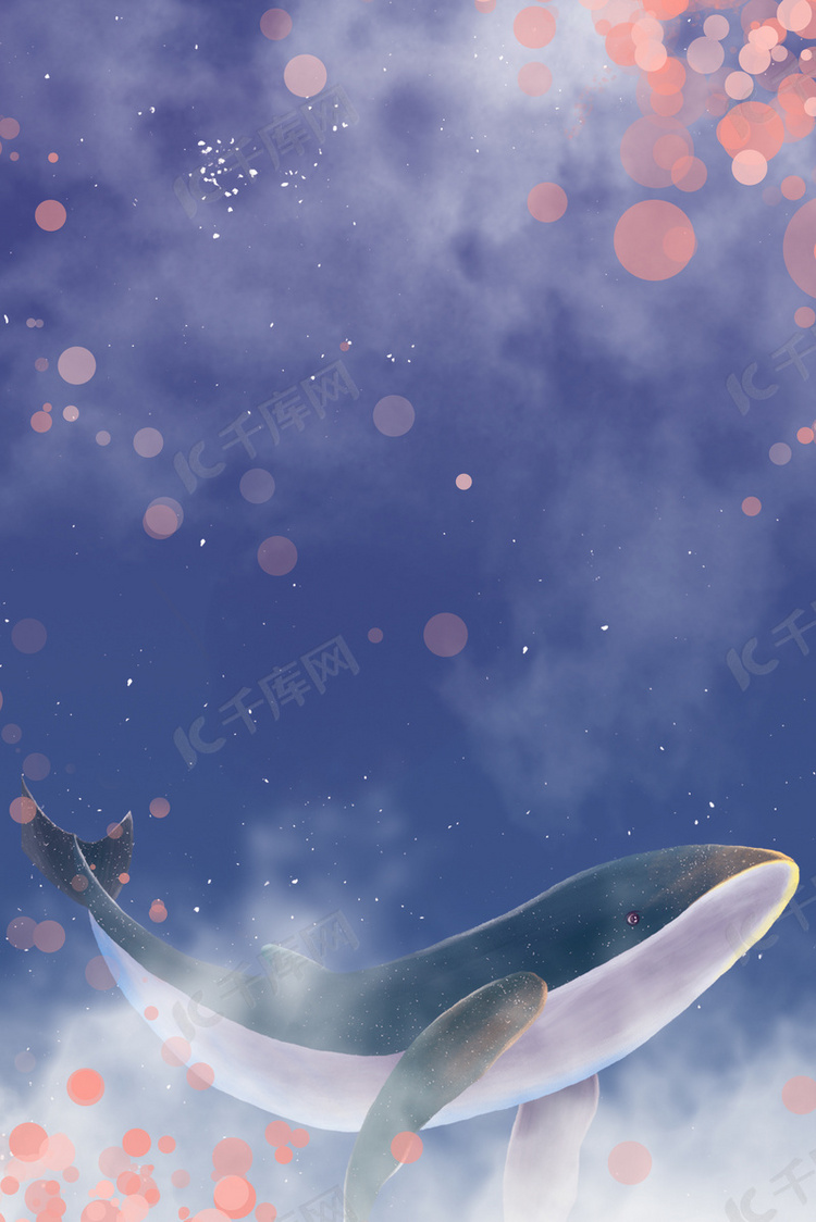 蓝色系唯美治愈梦幻天空环境海豚