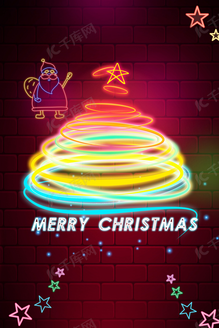 霓虹灯圣诞节宣传海报