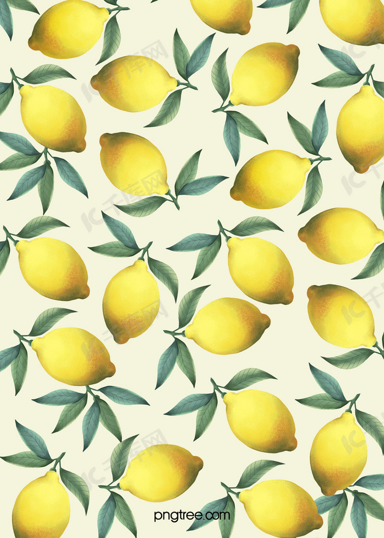 复古黄色柠檬手绘背景