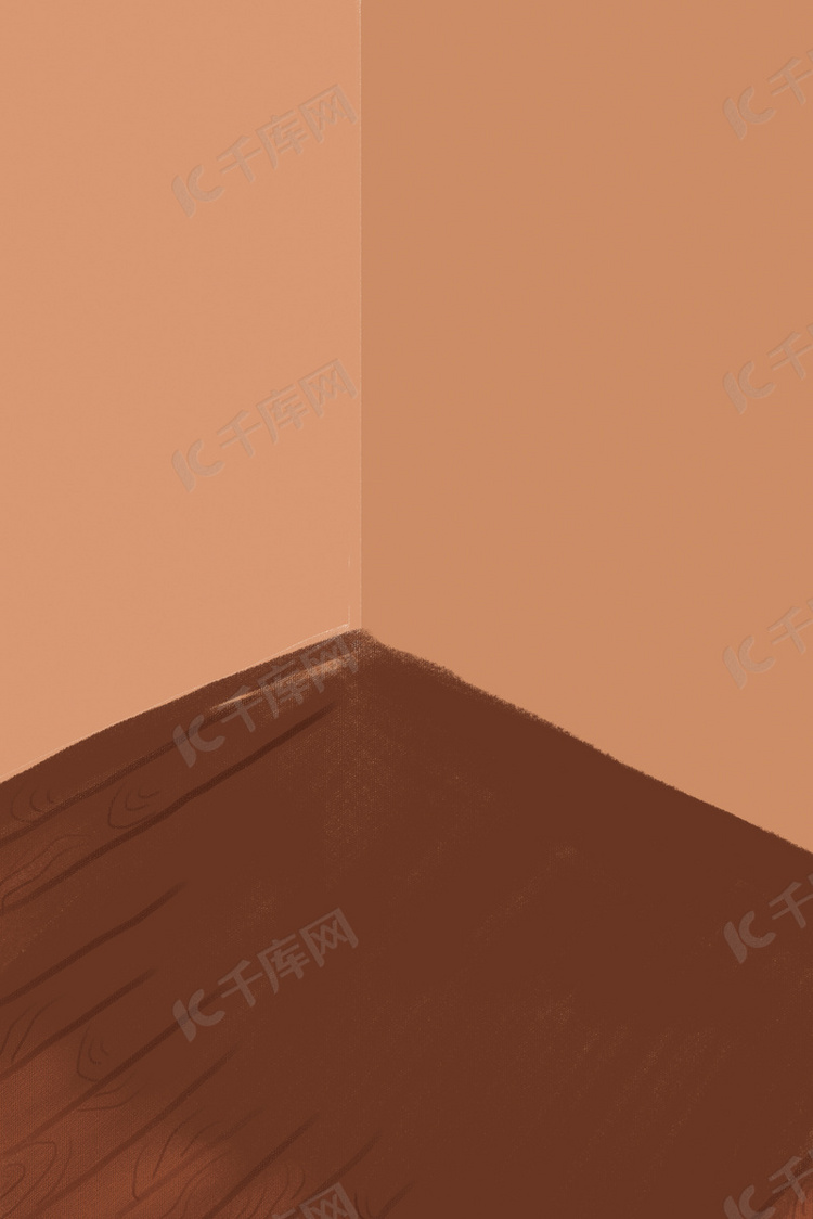 棕色地板家居简约简洁橙色背景图