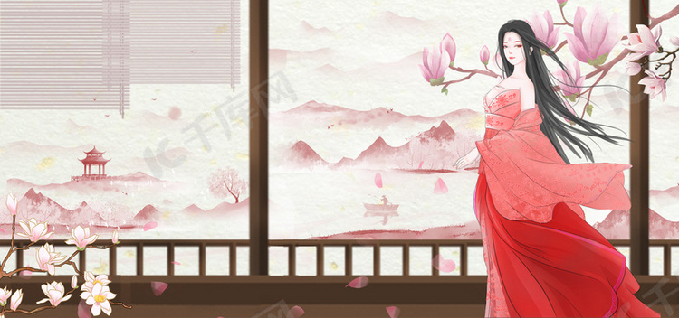 中国风人物红裙美人