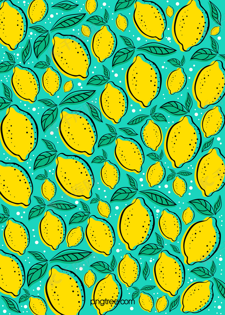 黄色柠檬叶子图案背景