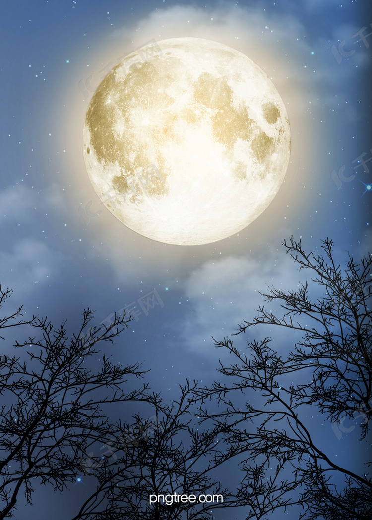 黎明创意质感写实风满月背景