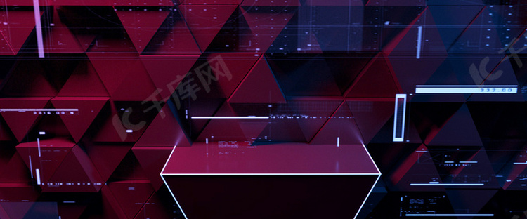 C4D塞博朋克科技三角展台背景