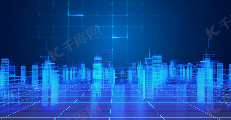 蓝色科技城市电子商务背景