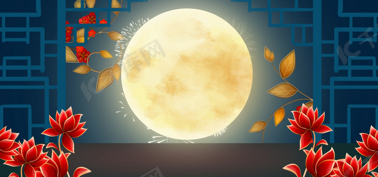 简约大气中秋节团圆月亮背景