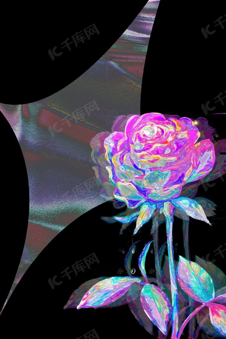 酸性玫瑰花黑色个性荧光