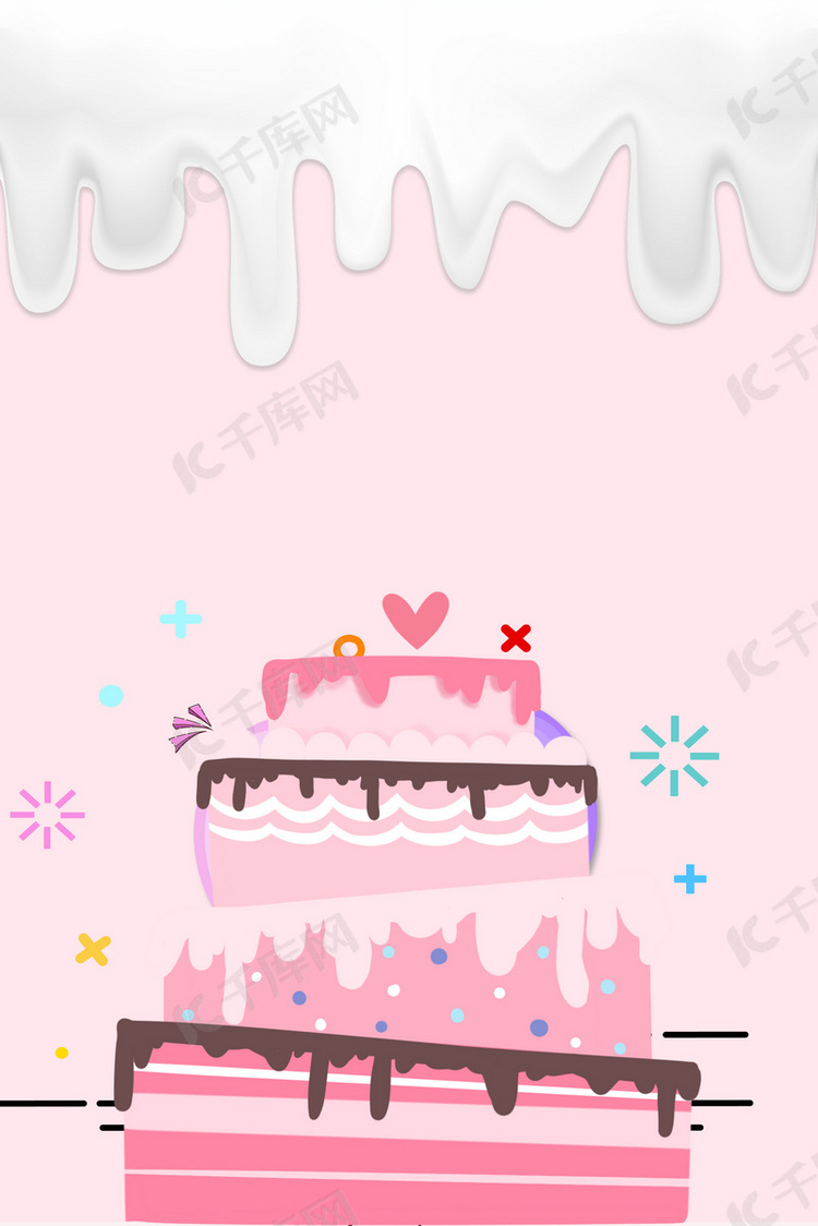 生日生日蛋糕粉红简约背景