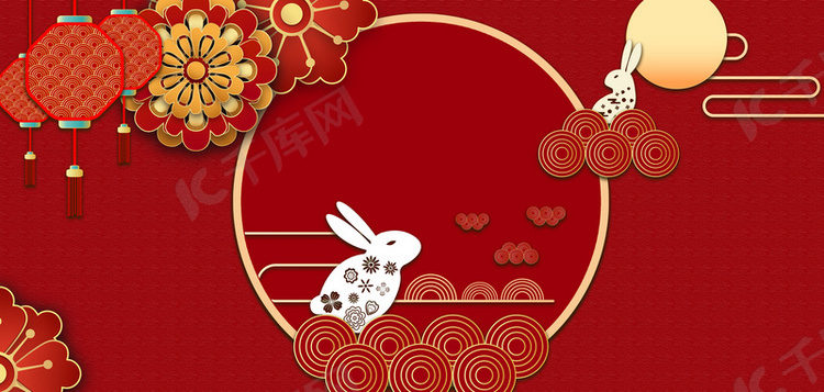 八月十五中秋节红色中国风背景