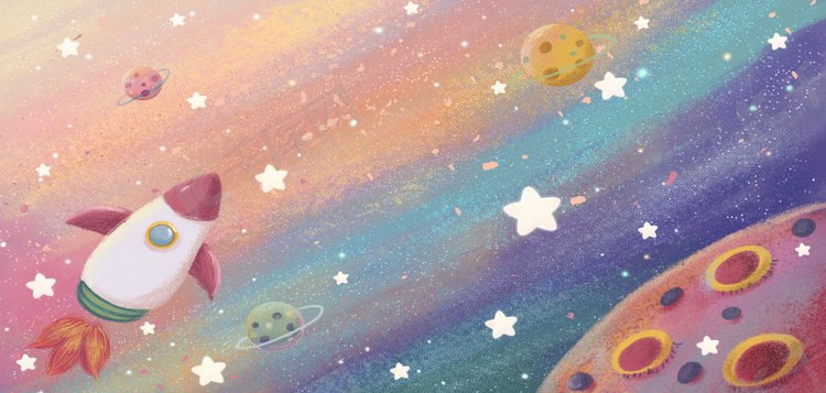 星球星空火箭星空插画背景