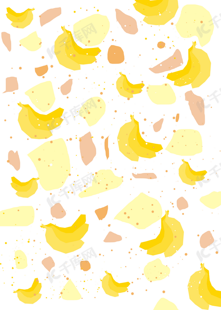 几何抽象水果平铺背景香蕉