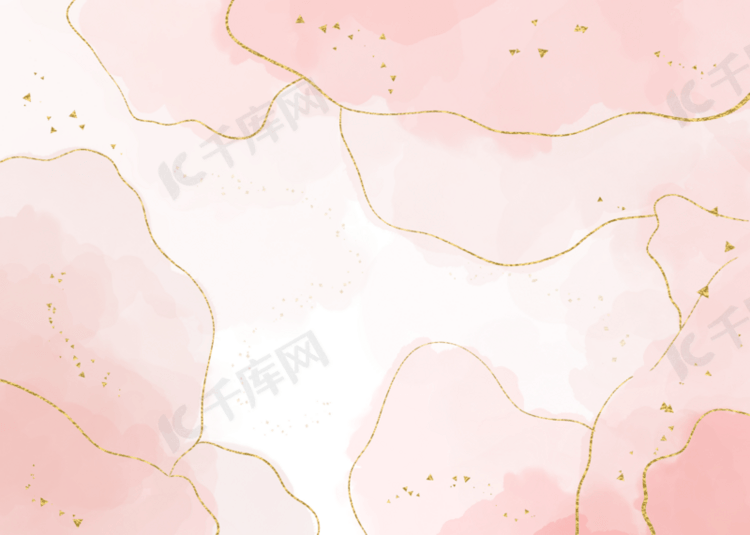 粉色玫瑰金水彩金箔背景