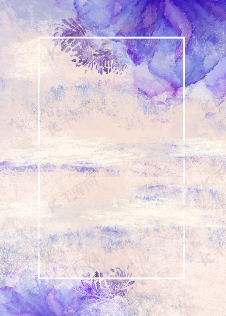紫色抽象花朵油画花卉边框壁纸背