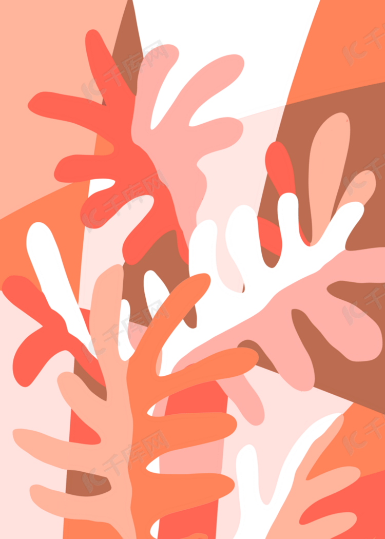 橙红色抽象几何叶子创意图形背景