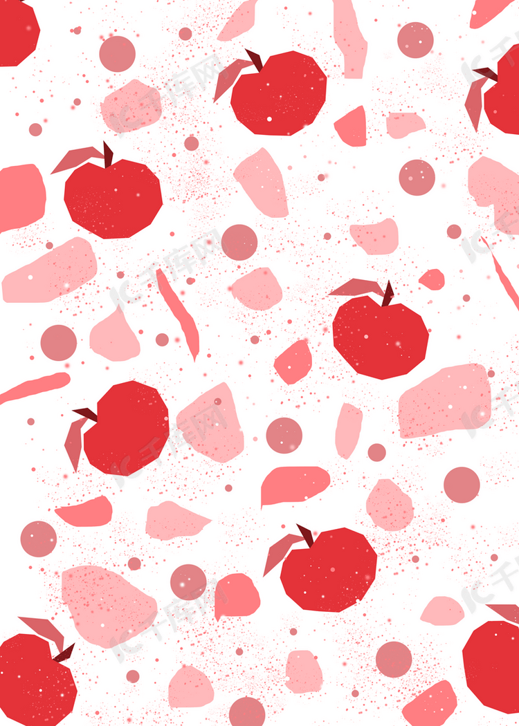 几何抽象水果平铺背景苹果