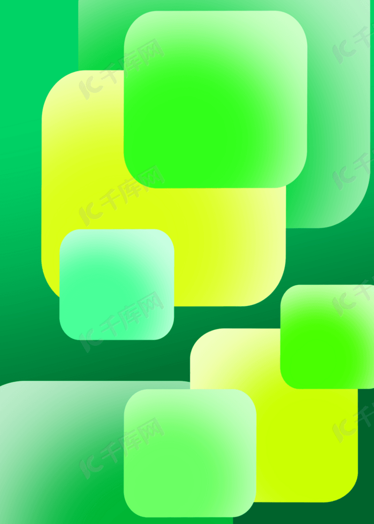 绿色系渐变方块几何抽象艺术背景