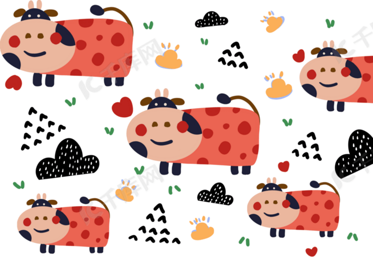 抽象卡通动物牛年平铺背景