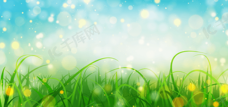 春天光晕光效绿色草地背景