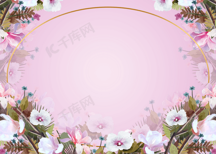 漂亮白色花朵粉色花卉背景图