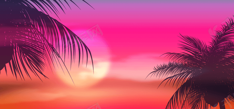 夕阳美景夏季抽象剪影