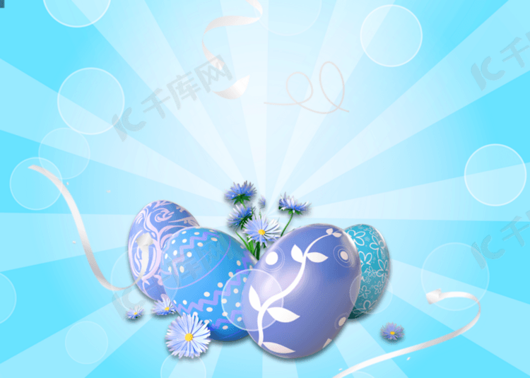 蓝色花卉复活节彩蛋背景