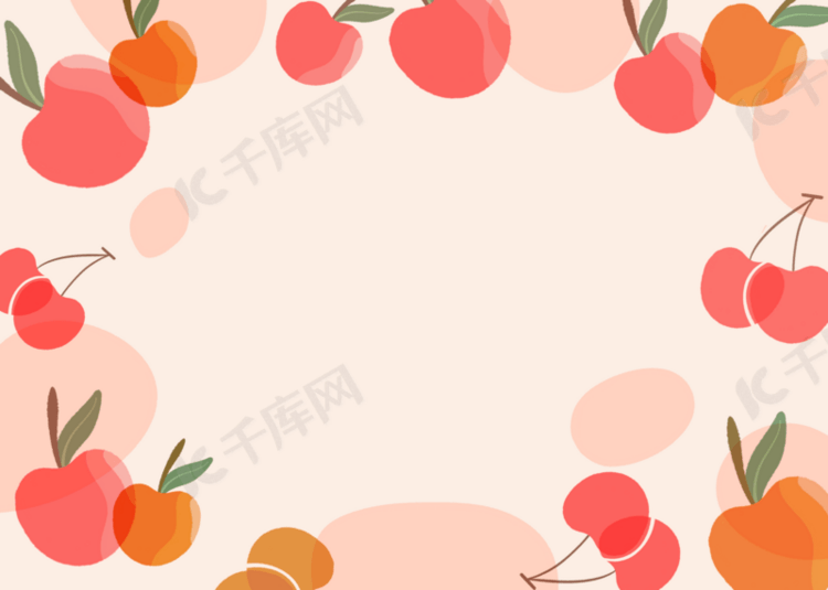 可爱水彩樱桃水果背景