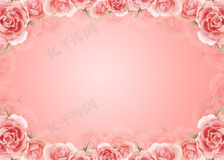 粉色玫瑰水彩花卉背景