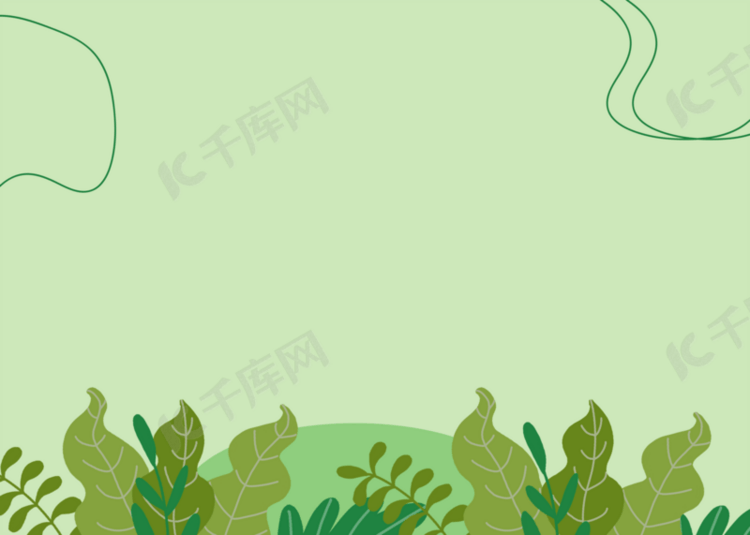 绿色线条植物卡通背景