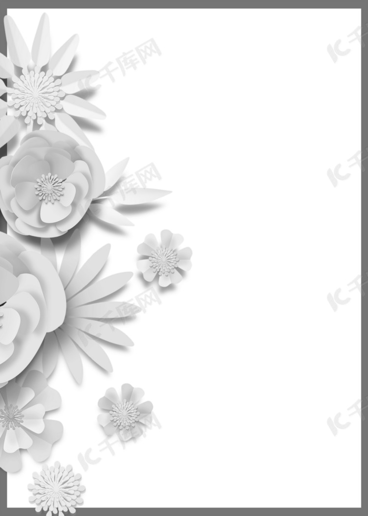 白色精致花卉线框背景