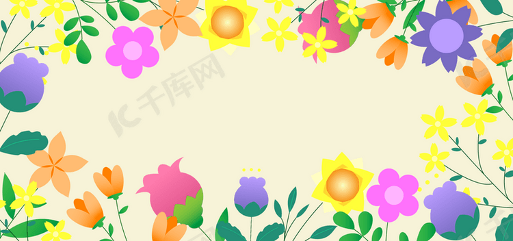 可爱母亲节彩色花卉节日背景