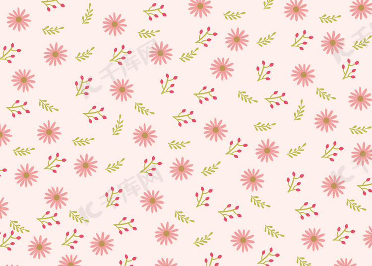 粉色夏季可爱小花无缝隙背景