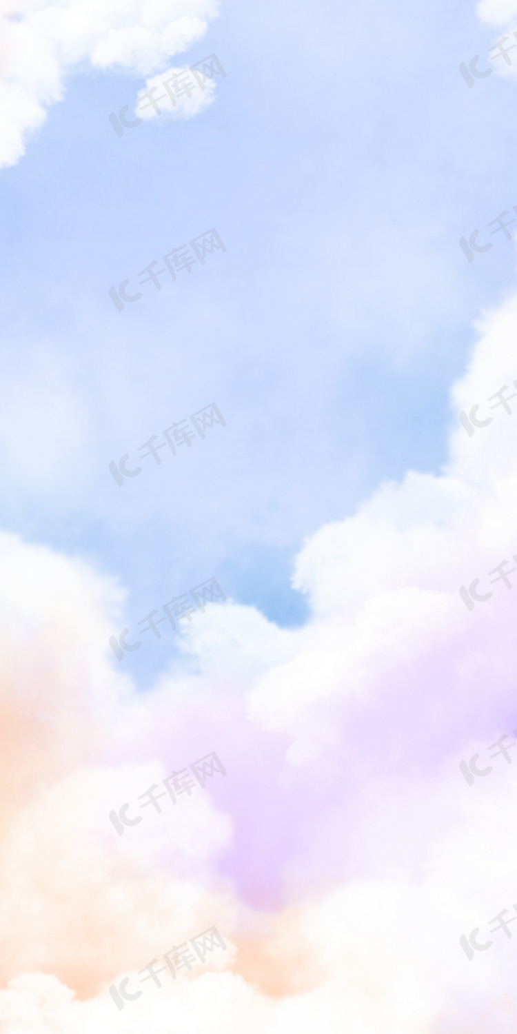 蓝色天空紫黄云层彩色手机壁纸