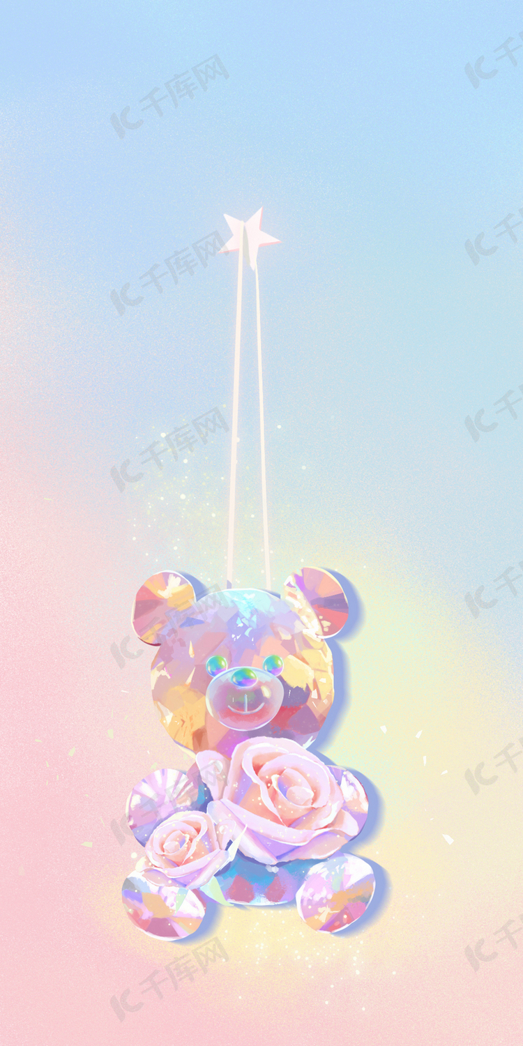 童话水晶小熊多彩挂坠手机壁纸梦