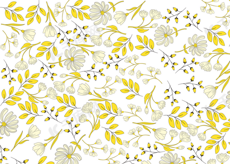 无缝隙复古黄色花朵背景