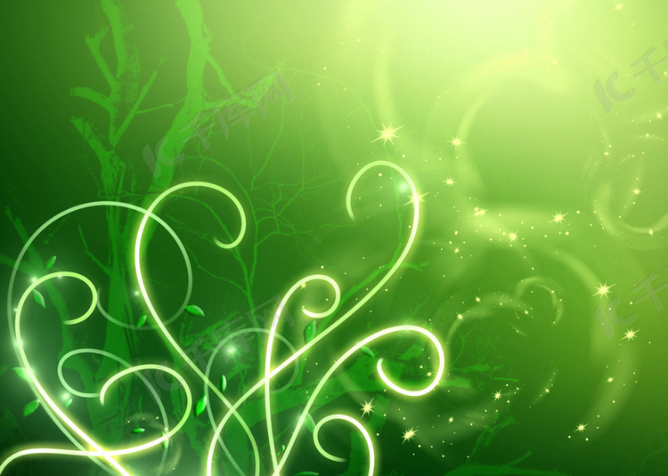 绿色图案光效植物