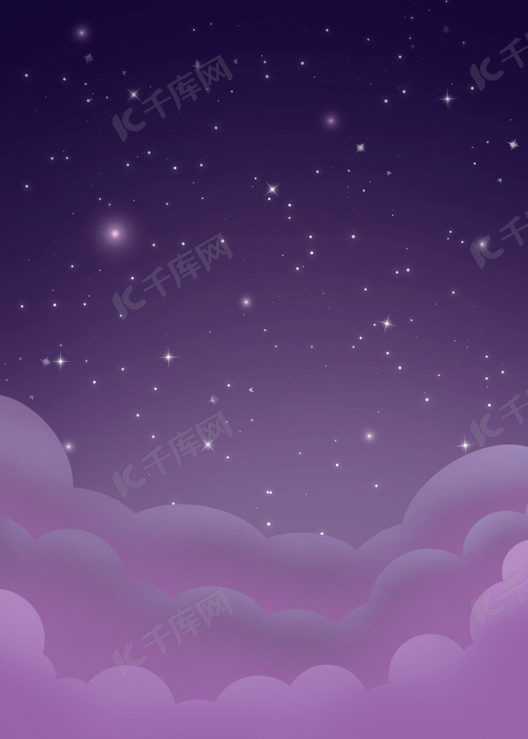 紫色系夜晚的星空和云层