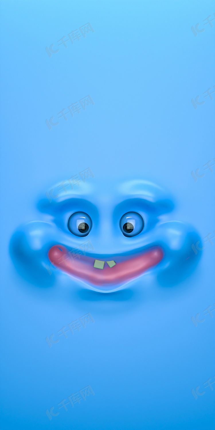 3d蓝色大嘴巴卡通表情壁纸