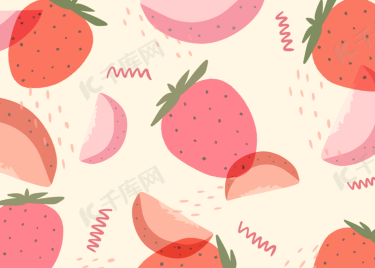 红色水彩草莓水果背景
