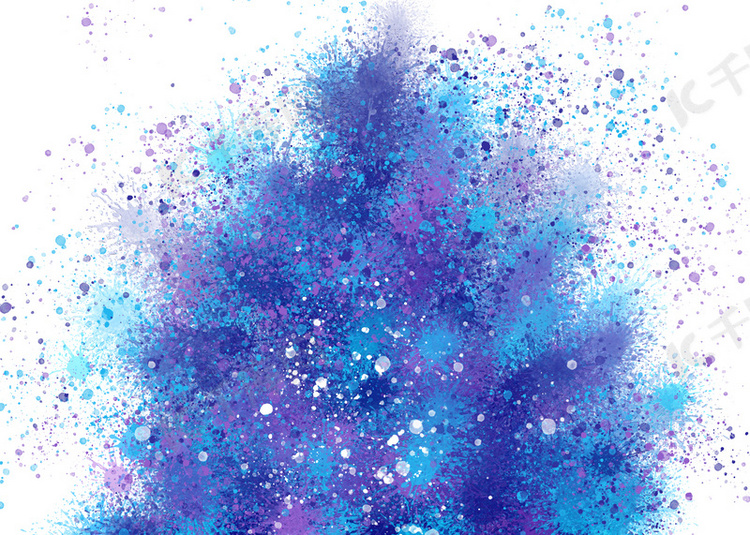 蓝紫色抽象水彩图案飞溅背景