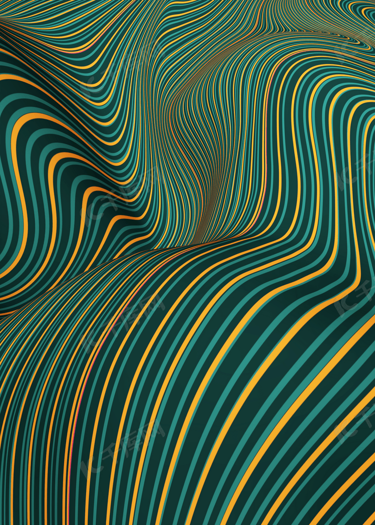 黄绿色3d立体抽象波浪线条背景