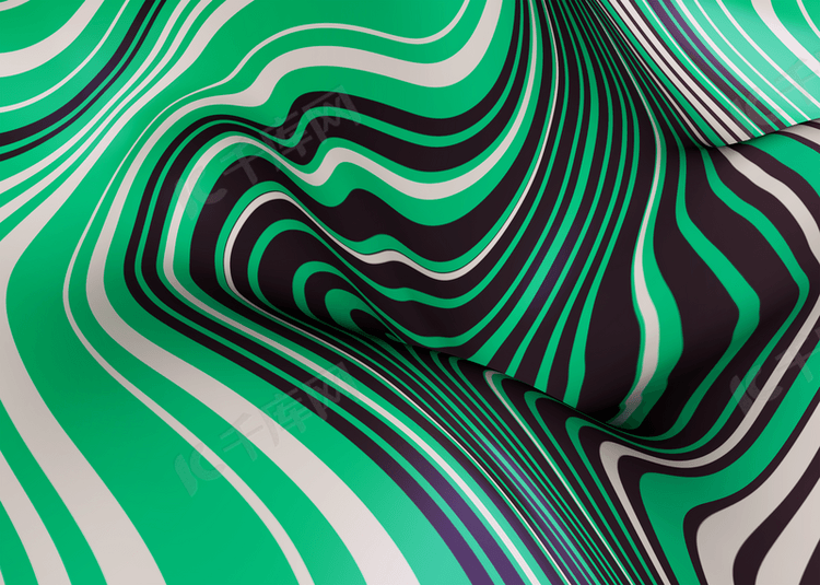 绿色3d起伏抽象波浪线条背景
