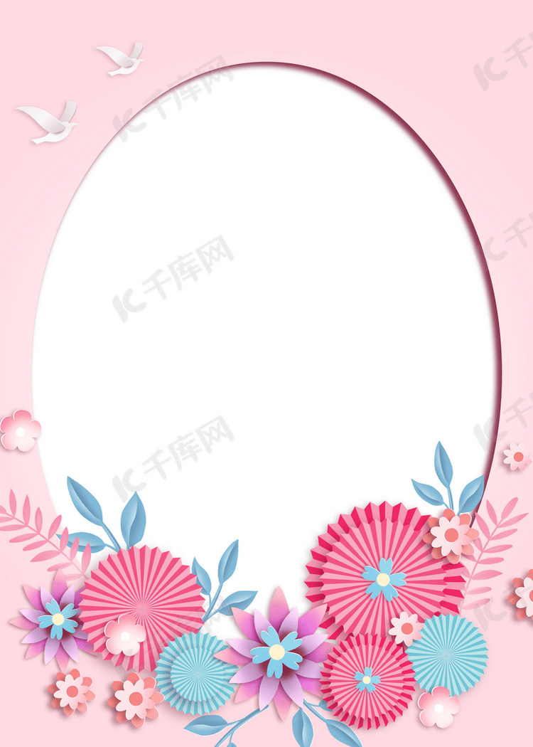 质感花卉母亲节圆形边框背景