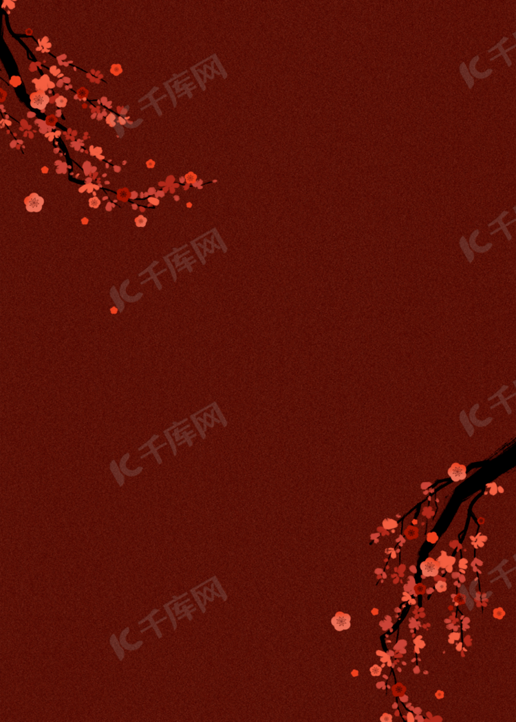 红色简单干净花卉背景