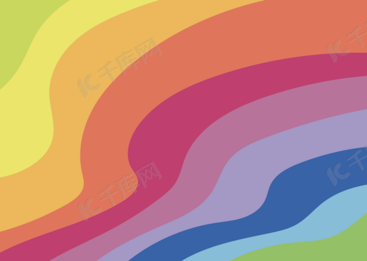波浪状手绘彩虹背景